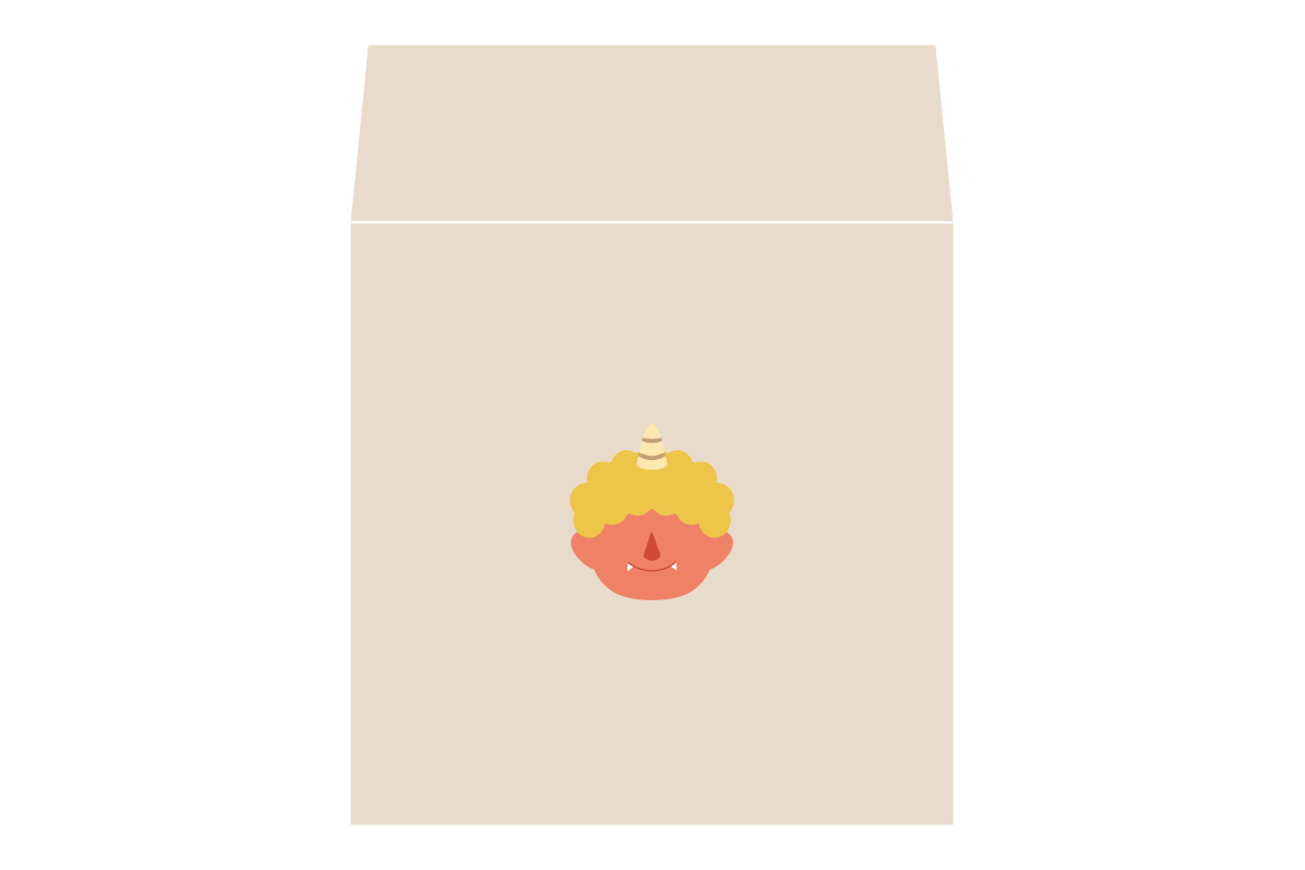 節分の豆袋シリーズ・あかオニ・麻色袋