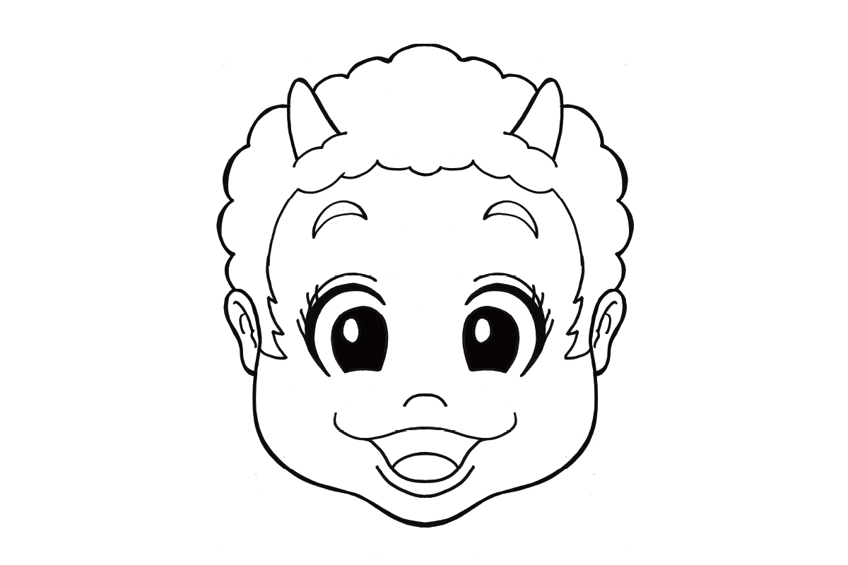 オニのおめんシリーズ・かわいいオニのぬりえ
